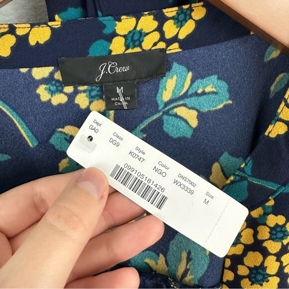 J. Crew Golden Floral Drapey Crepe Wrap Blouse NWT Size Medium - Picture 12 of 15